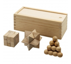 Brainiac 3-piece wooden brain teaser set bedrukken