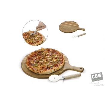 Afbeelding van relatiegeschenk:Pizzaplank met snijder