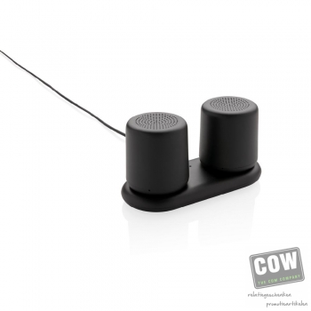 Afbeelding van relatiegeschenk:Dubbele 3W speaker met inductielader