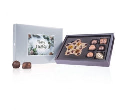 Xmas ChocoPostcard - Midi - Silver - Pralines Chocolade kerstgeschenk met postkaart bedrukken