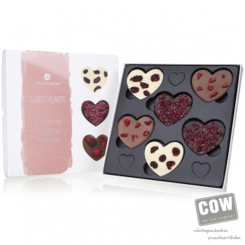 Afbeelding van relatiegeschenk:Sweethearts - Chocolade harten Chocolade figuurtjes