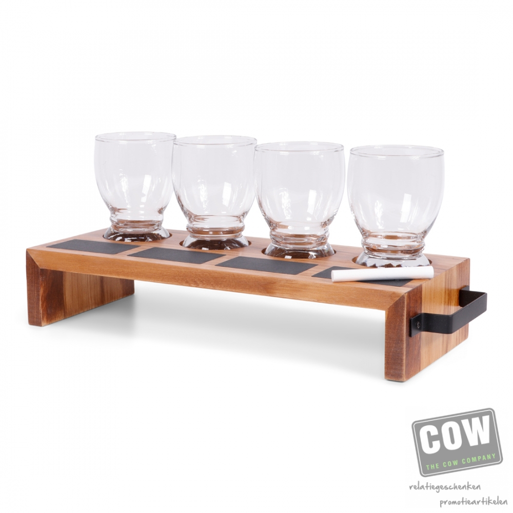 Het eens zijn met Vertrouwen op Dek de tafel SENZA Tasting Table Met 4 Glazen - onbedrukte en bedrukt relatiegeschenken