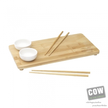 Afbeelding van relatiegeschenk:Temaki Bamboo Sushi Tray geschenkset