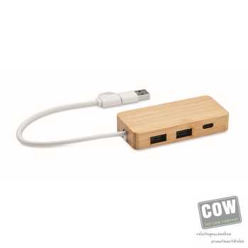 Afbeelding van relatiegeschenk:Bamboe USB hub 3 poorten