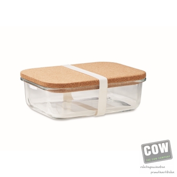 Afbeelding van relatiegeschenk:Glazen lunchbox kurken deksel