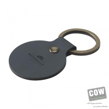 Afbeelding van relatiegeschenk:Recycled Leather Keyring Round sleutelhanger